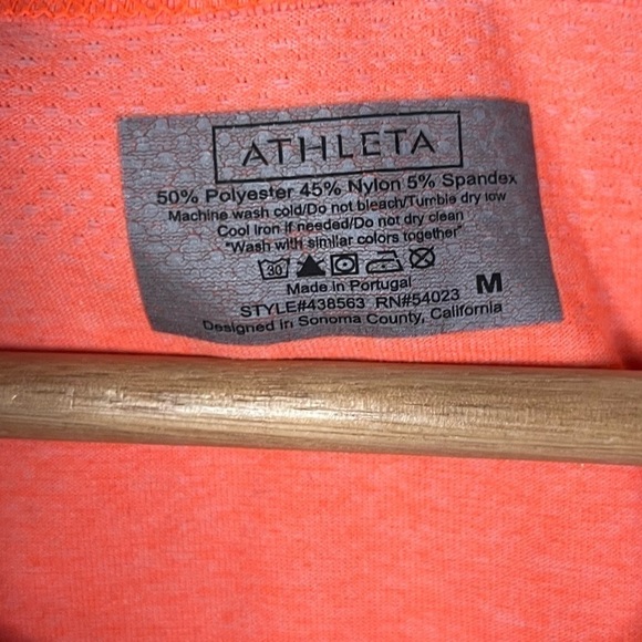 Athleta Fastest Track Ember Neon Orange Short Sleeve Athletic Top M - Picture 5 of 5
